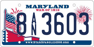 MD license plate 8AN3603