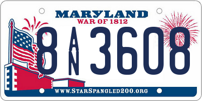 MD license plate 8AN3608