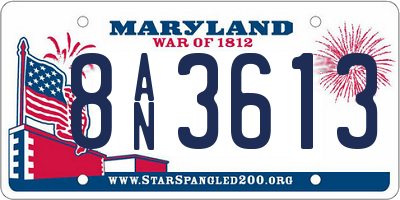MD license plate 8AN3613