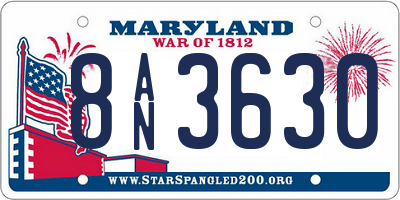 MD license plate 8AN3630