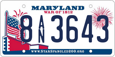 MD license plate 8AN3643