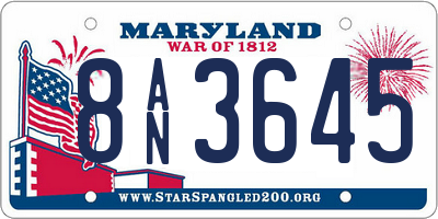 MD license plate 8AN3645
