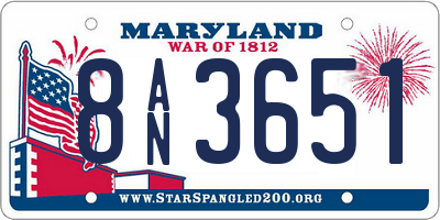 MD license plate 8AN3651