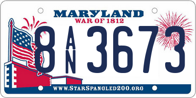 MD license plate 8AN3673