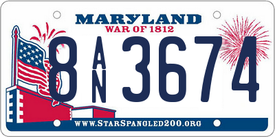 MD license plate 8AN3674