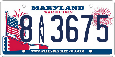 MD license plate 8AN3675