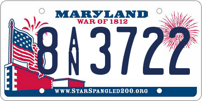 MD license plate 8AN3722