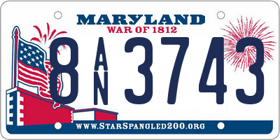 MD license plate 8AN3743