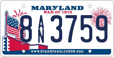 MD license plate 8AN3759