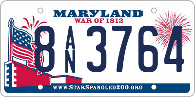 MD license plate 8AN3764