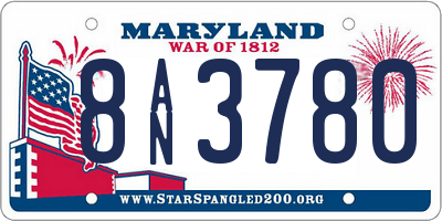 MD license plate 8AN3780