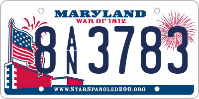 MD license plate 8AN3783