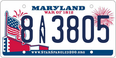 MD license plate 8AN3805