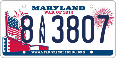 MD license plate 8AN3807