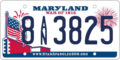 MD license plate 8AN3825