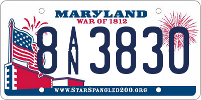 MD license plate 8AN3830