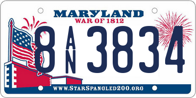 MD license plate 8AN3834