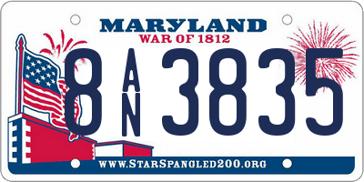 MD license plate 8AN3835