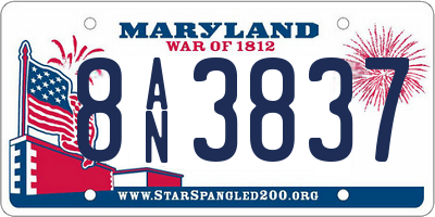 MD license plate 8AN3837