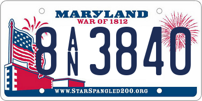 MD license plate 8AN3840
