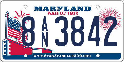 MD license plate 8AN3842