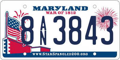 MD license plate 8AN3843
