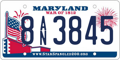 MD license plate 8AN3845