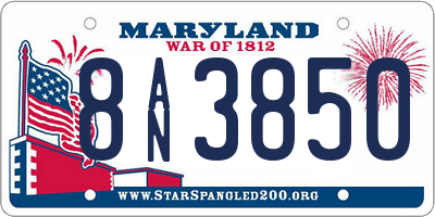 MD license plate 8AN3850