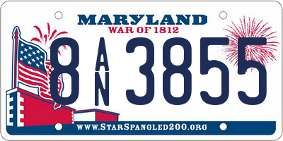 MD license plate 8AN3855