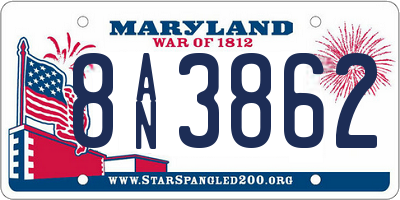 MD license plate 8AN3862