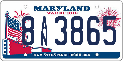 MD license plate 8AN3865