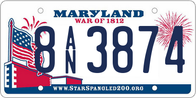 MD license plate 8AN3874