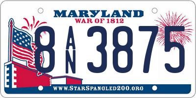 MD license plate 8AN3875