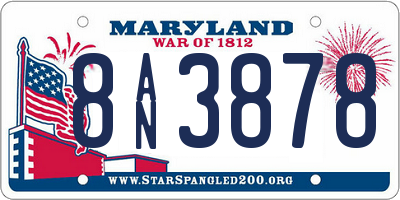MD license plate 8AN3878
