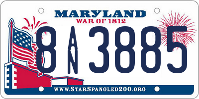 MD license plate 8AN3885