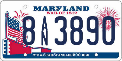MD license plate 8AN3890