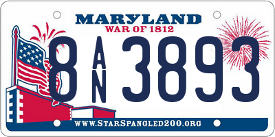 MD license plate 8AN3893
