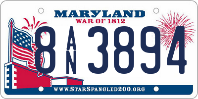 MD license plate 8AN3894