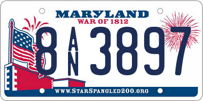 MD license plate 8AN3897
