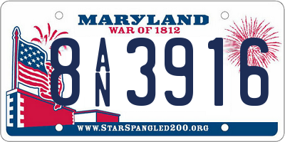 MD license plate 8AN3916