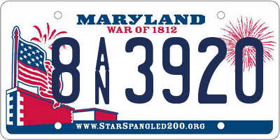 MD license plate 8AN3920