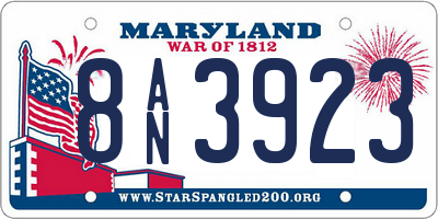 MD license plate 8AN3923