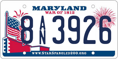 MD license plate 8AN3926