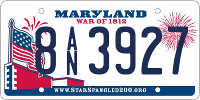 MD license plate 8AN3927