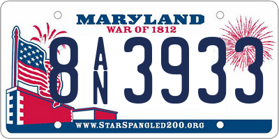 MD license plate 8AN3933