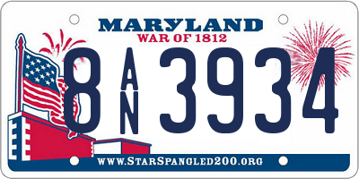 MD license plate 8AN3934