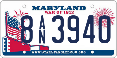 MD license plate 8AN3940