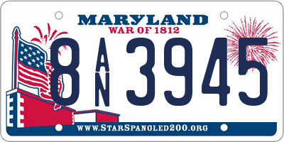 MD license plate 8AN3945