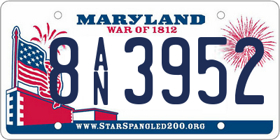 MD license plate 8AN3952
