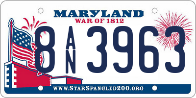 MD license plate 8AN3963